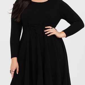 Torrid Black Long Sleeve Sweater Dress Corset Waist Size 3
